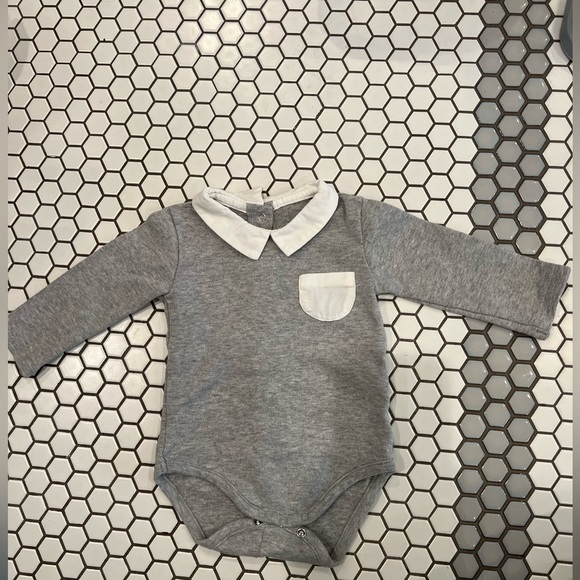 Mayoral Other - Mayoral Peter Pan Collar One Piece - grey & white, 4-6 months
